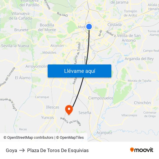 Goya to Plaza De Toros De Esquivias map