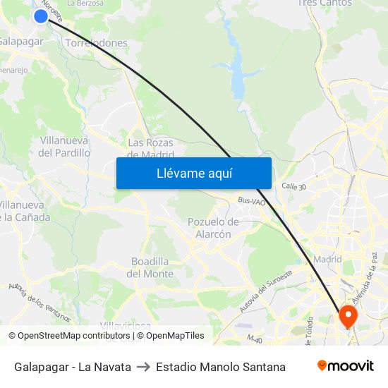 Galapagar - La Navata to Estadio Manolo Santana map