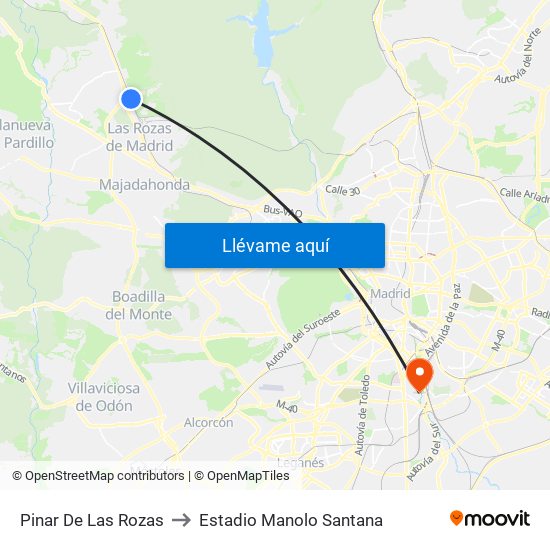 Pinar De Las Rozas to Estadio Manolo Santana map
