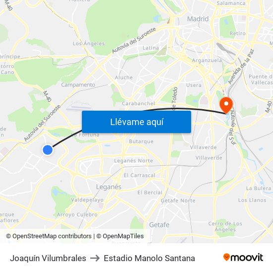 Joaquín Vilumbrales to Estadio Manolo Santana map
