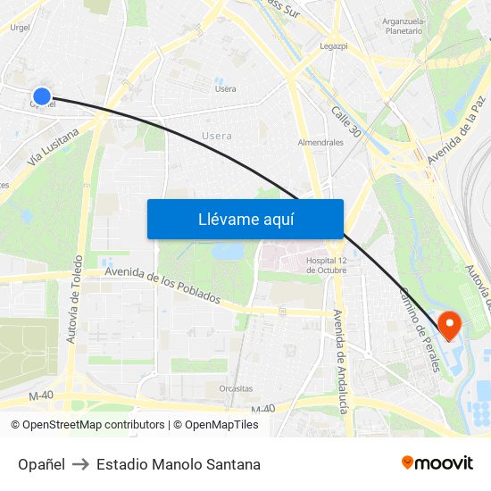 Opañel to Estadio Manolo Santana map
