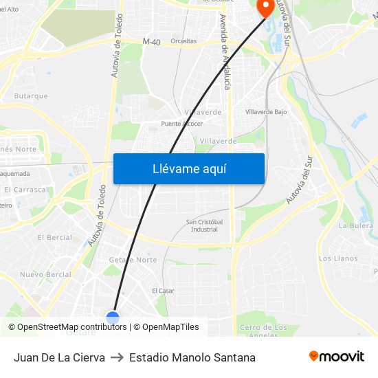 Juan De La Cierva to Estadio Manolo Santana map