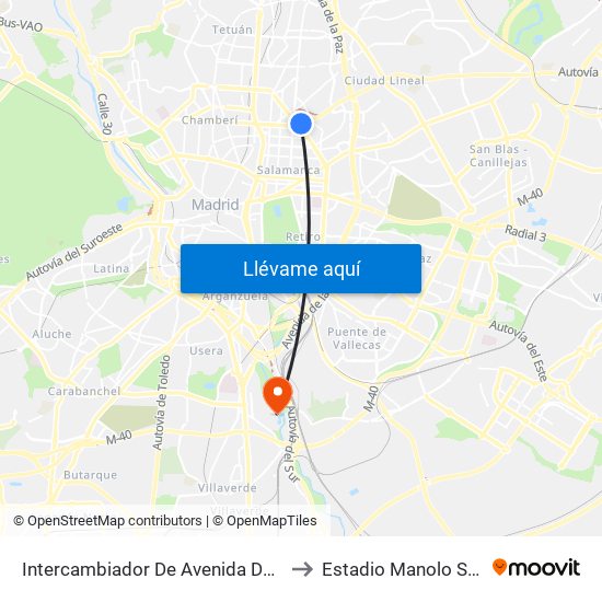 Intercambiador De Avenida De América to Estadio Manolo Santana map