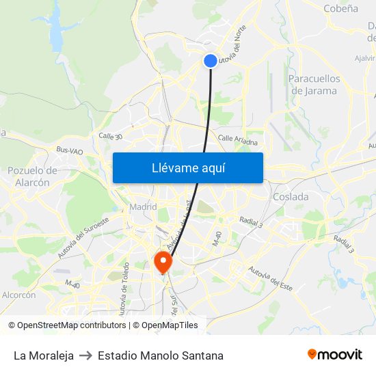 La Moraleja to Estadio Manolo Santana map