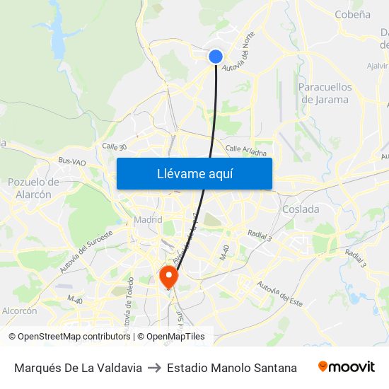 Marqués De La Valdavia to Estadio Manolo Santana map