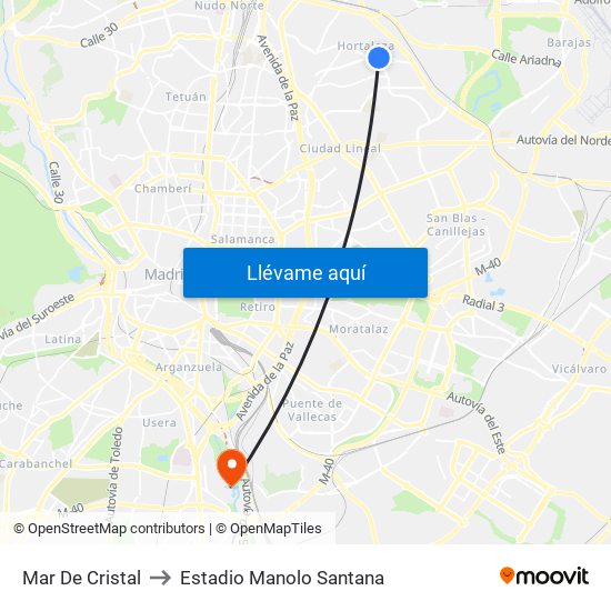 Mar De Cristal to Estadio Manolo Santana map