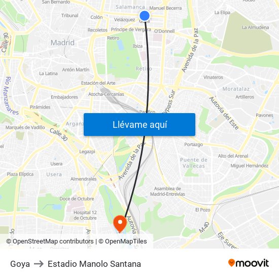Goya to Estadio Manolo Santana map