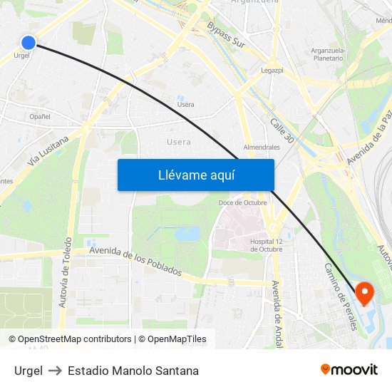 Urgel to Estadio Manolo Santana map