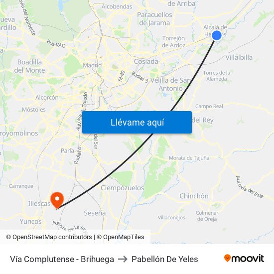 Vía Complutense - Brihuega to Pabellón De Yeles map
