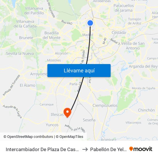 Intercambiador De Plaza De Castilla to Pabellón De Yeles map