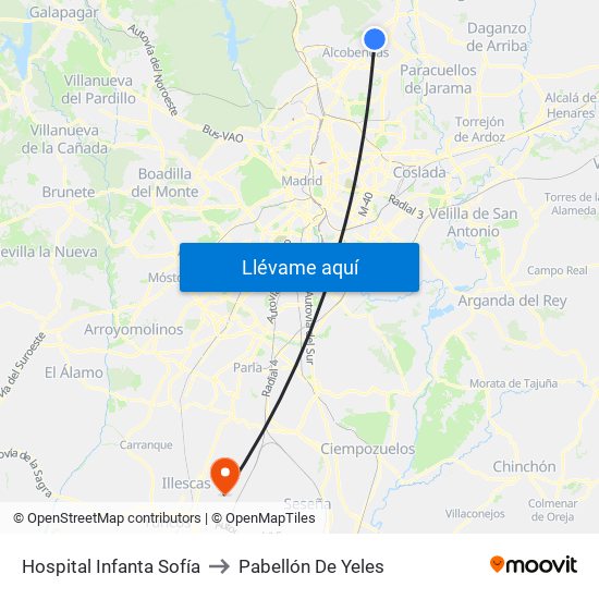 Hospital Infanta Sofía to Pabellón De Yeles map