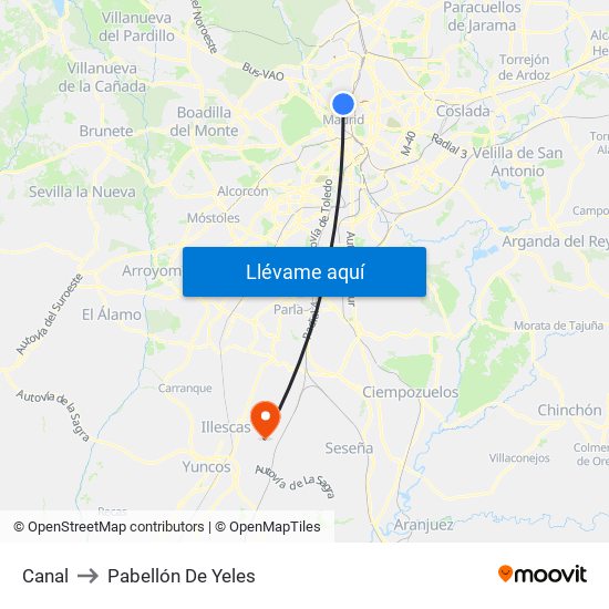 Canal to Pabellón De Yeles map