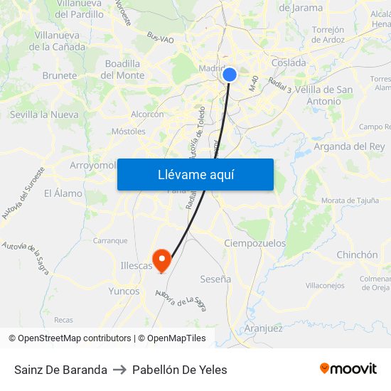 Sainz De Baranda to Pabellón De Yeles map