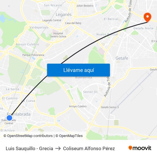 Luis Sauquillo - Grecia to Coliseum Alfonso Pérez map