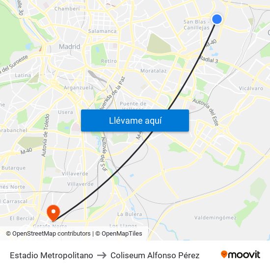 Estadio Metropolitano to Coliseum Alfonso Pérez map