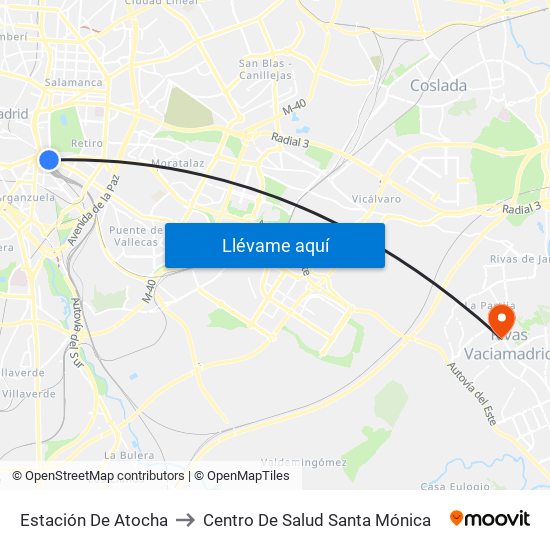 Estación De Atocha to Centro De Salud Santa Mónica map