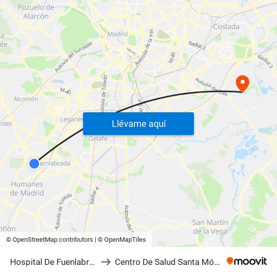 Hospital De Fuenlabrada to Centro De Salud Santa Mónica map