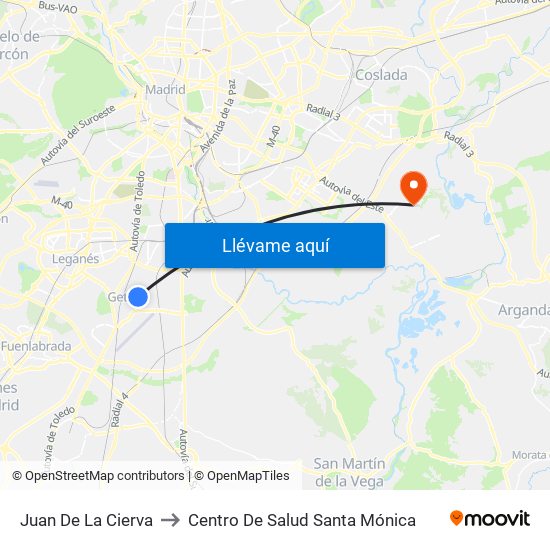 Juan De La Cierva to Centro De Salud Santa Mónica map