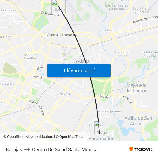 Barajas to Centro De Salud Santa Mónica map