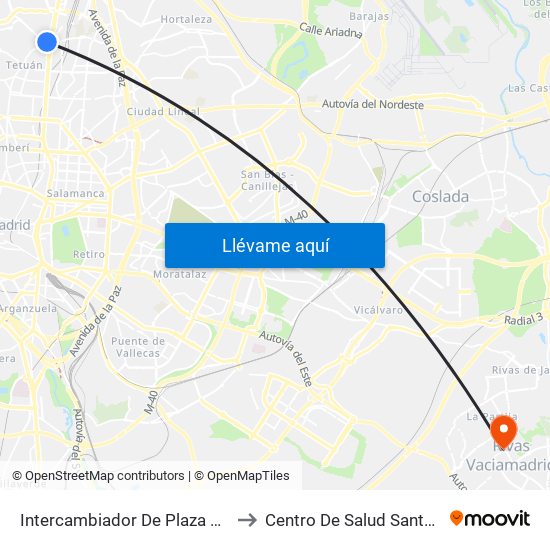 Intercambiador De Plaza De Castilla to Centro De Salud Santa Mónica map