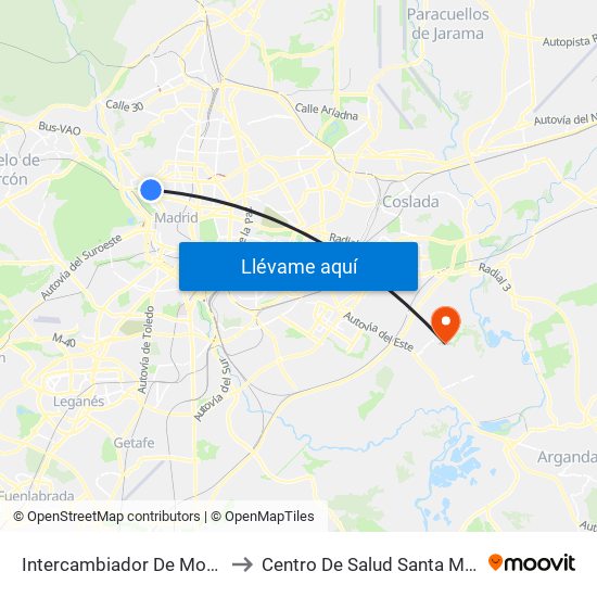 Intercambiador De Moncloa to Centro De Salud Santa Mónica map