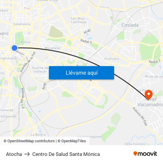 Atocha to Centro De Salud Santa Mónica map