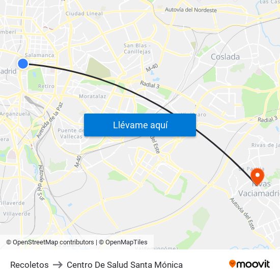 Recoletos to Centro De Salud Santa Mónica map