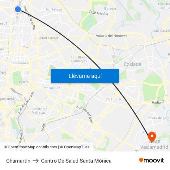 Chamartín to Centro De Salud Santa Mónica map