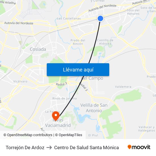 Torrejón De Ardoz to Centro De Salud Santa Mónica map