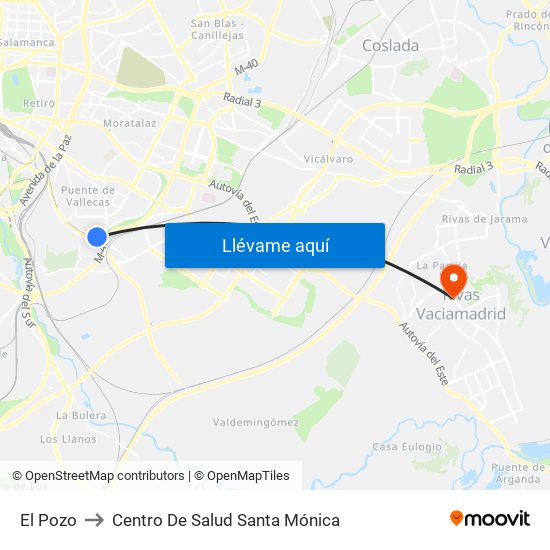 El Pozo to Centro De Salud Santa Mónica map