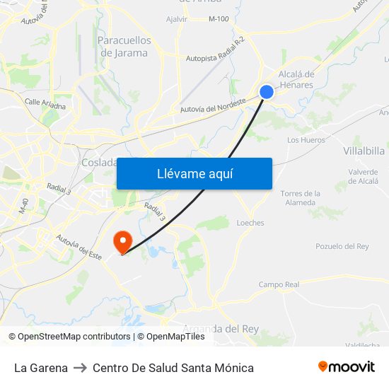 La Garena to Centro De Salud Santa Mónica map