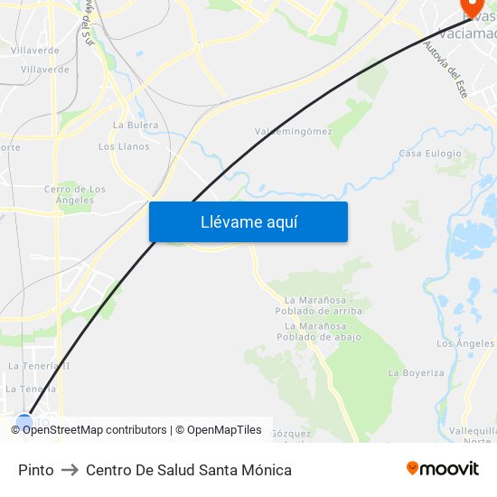 Pinto to Centro De Salud Santa Mónica map