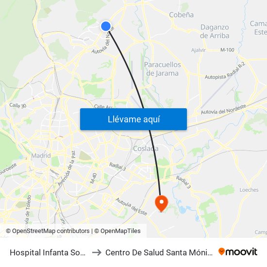 Hospital Infanta Sofía to Centro De Salud Santa Mónica map