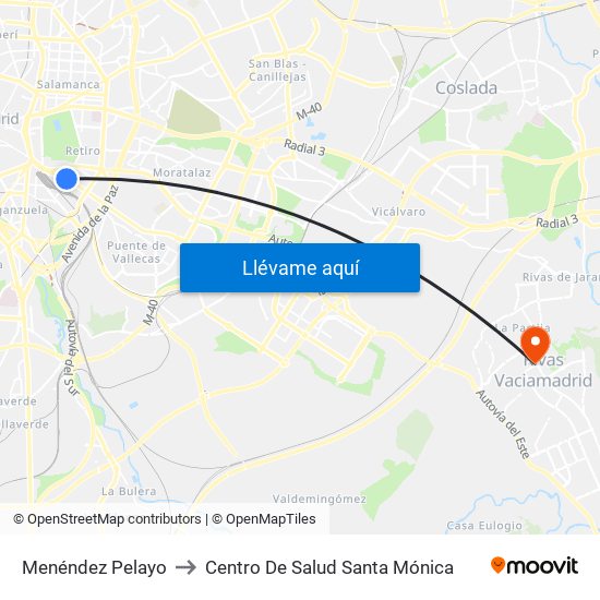 Menéndez Pelayo to Centro De Salud Santa Mónica map