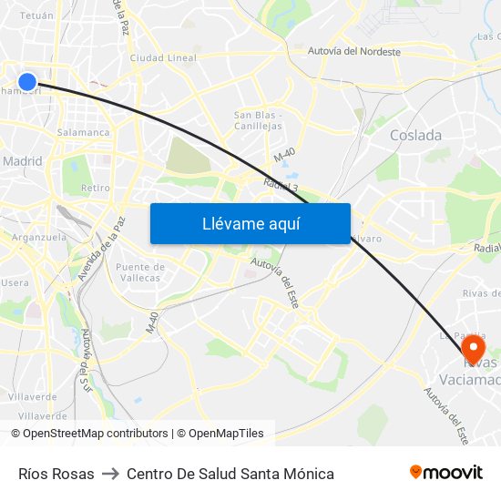 Ríos Rosas to Centro De Salud Santa Mónica map