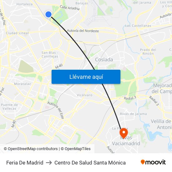 Feria De Madrid to Centro De Salud Santa Mónica map