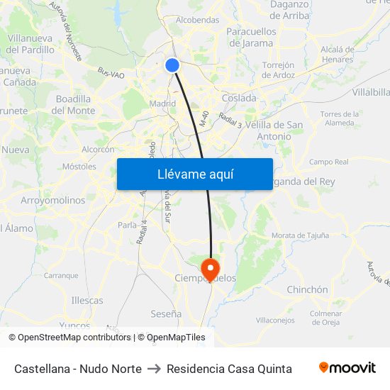 Castellana - Nudo Norte to Residencia Casa Quinta map