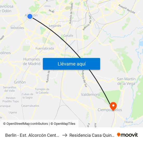 Berlín - Est. Alcorcón Central to Residencia Casa Quinta map