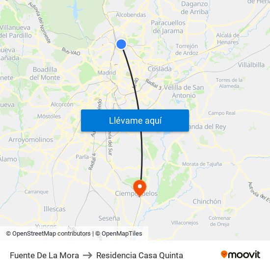 Fuente De La Mora to Residencia Casa Quinta map