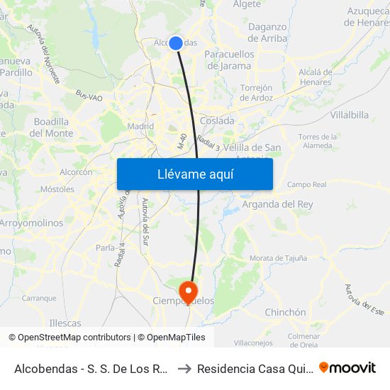 Alcobendas - S. S. De Los Reyes to Residencia Casa Quinta map