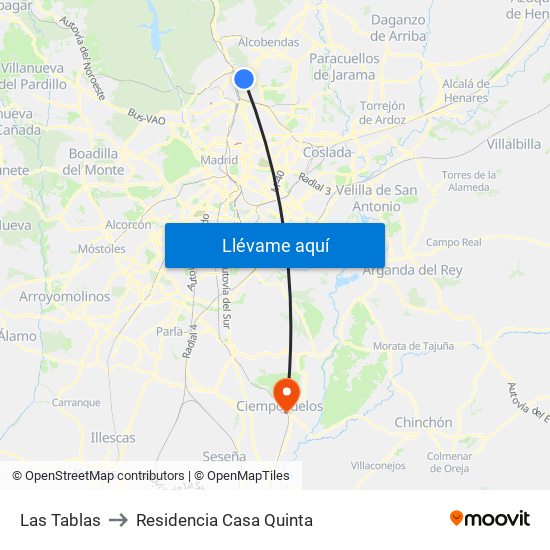 Las Tablas to Residencia Casa Quinta map