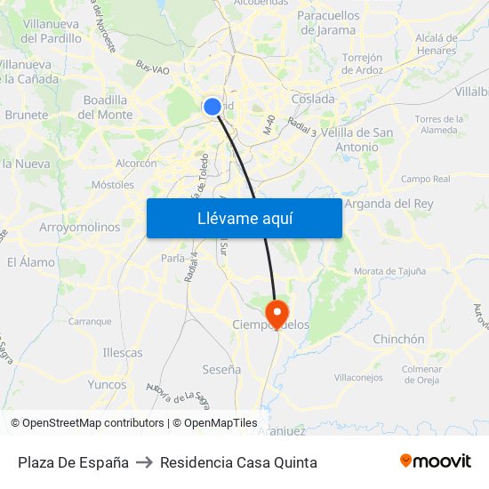 Plaza De España to Residencia Casa Quinta map