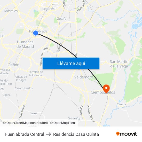 Fuenlabrada Central to Residencia Casa Quinta map