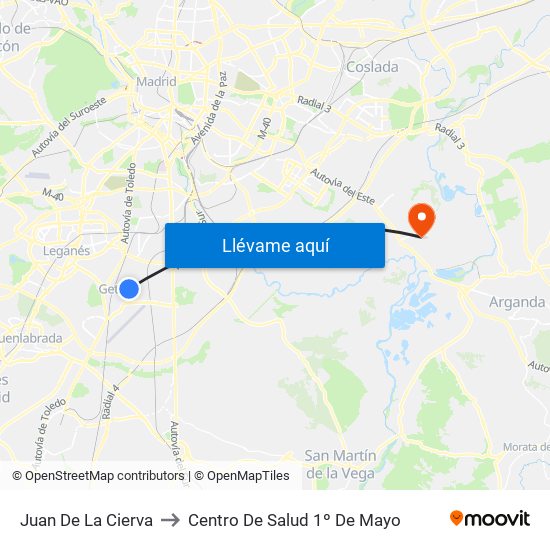 Juan De La Cierva to Centro De Salud 1º De Mayo map
