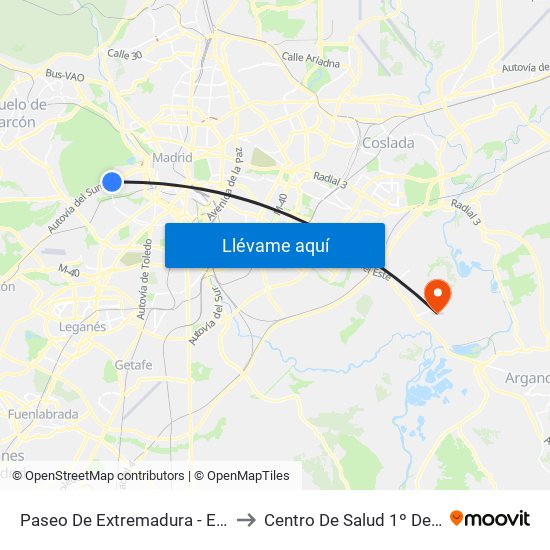 Paseo De Extremadura - El Greco to Centro De Salud 1º De Mayo map