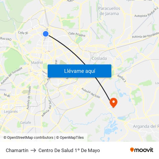 Chamartín to Centro De Salud 1º De Mayo map