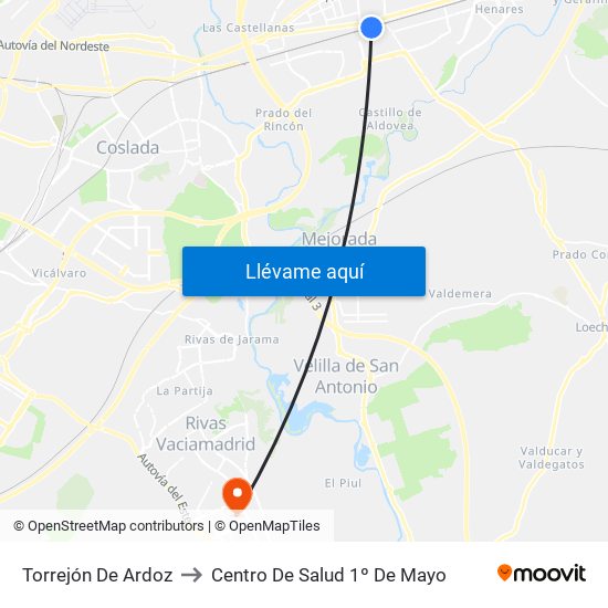 Torrejón De Ardoz to Centro De Salud 1º De Mayo map
