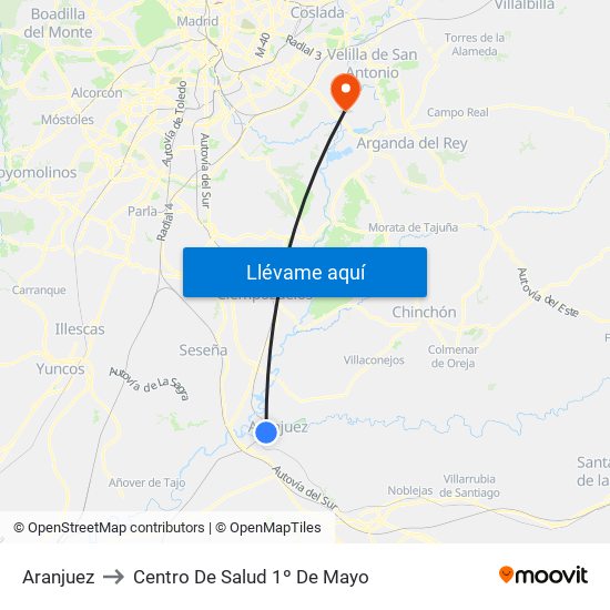 Aranjuez to Centro De Salud 1º De Mayo map
