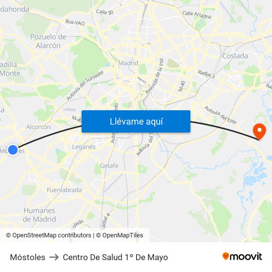 Móstoles to Centro De Salud 1º De Mayo map