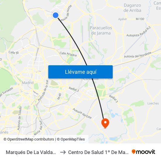 Marqués De La Valdavia to Centro De Salud 1º De Mayo map